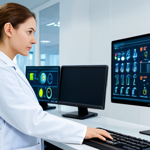 Home 6 A professional female chemical engineer, in a modest lab coat over appropriate business casual attire, standing in a brightly lit, modern research laboratory. She is observing an advanced automated robotic arm processing samples, with digital screens displaying complex molecular structures and data visualizations in the background. The lab features state-of-the-art equipment and a clean, organized environment. Focus on her focused expression and the high-tech setting. safe for work, appropriate content, fully clothed, professional, perfect anatomy, natural proportions, well-formed hands, proper finger count, natural body proportions, high-resolution, photographic quality.