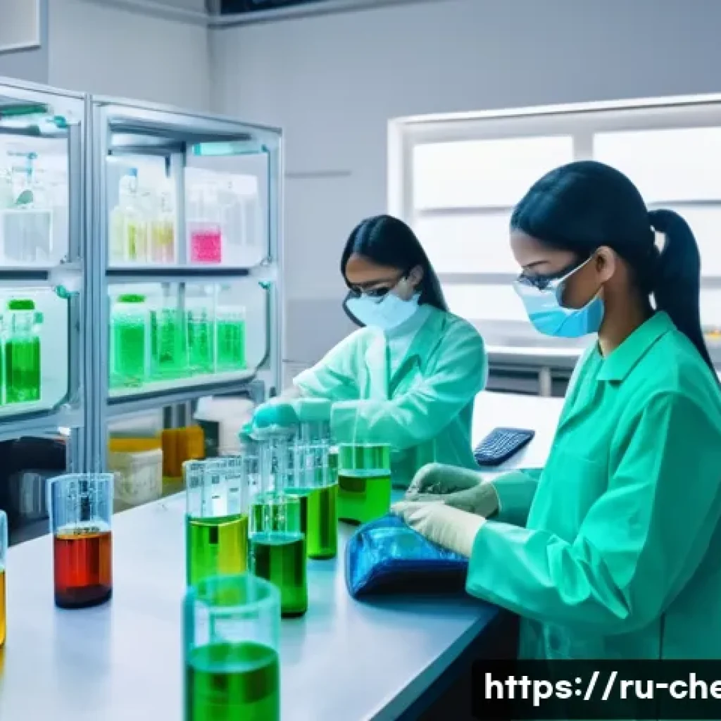 화학공학 산업동향 - **Prompt:** A vibrant, futuristic chemical engineering laboratory buzzing with innovative activity. ...