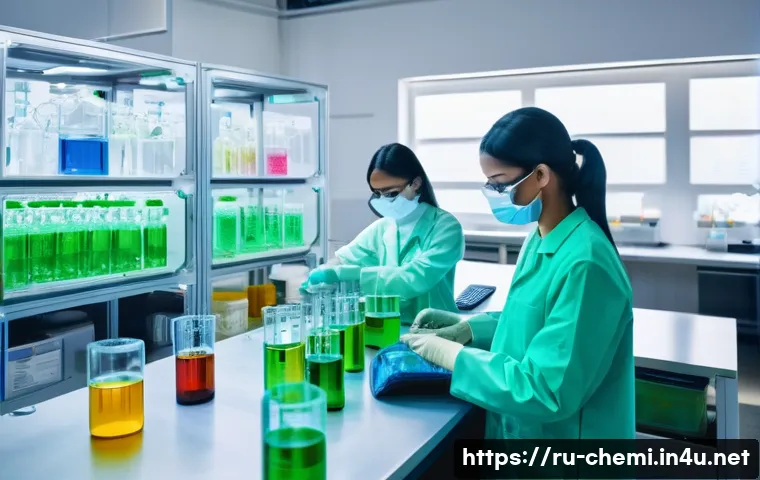 화학공학 산업동향 - **Prompt:** A vibrant, futuristic chemical engineering laboratory buzzing with innovative activity. ...