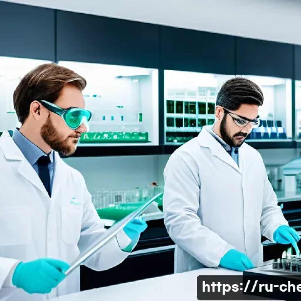 화학공학 창업 가능성 - A modern chemical startup laboratory focused on green technology innovations: scientists in protecti...