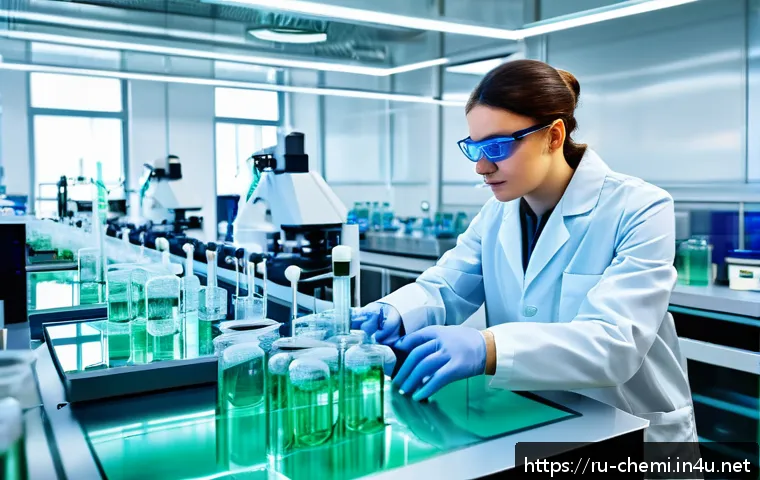 화학공학 전공 직무 매칭 - A modern pharmaceutical biochemical engineering laboratory in Russia, featuring young chemical engin...