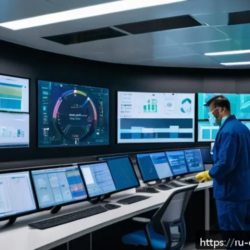 화학공학 데이터 기반 의사결정 - A modern chemical manufacturing control room featuring engineers monitoring large digital dashboards...